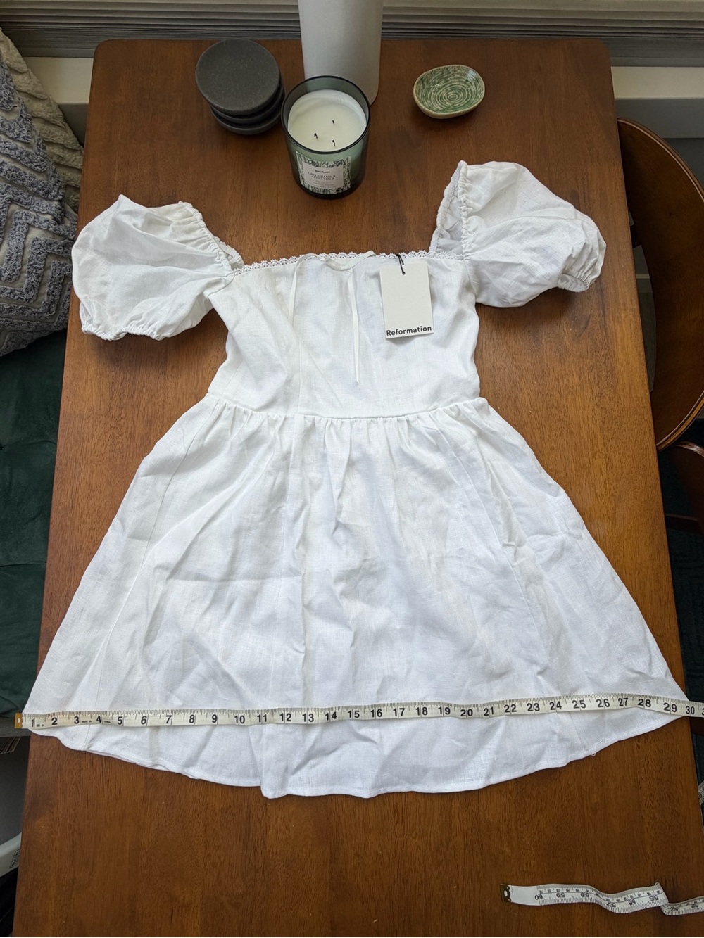 NWT: Reformation Malvina Linen Puff-Sleeve Mini Dress - women’s: Small P - Picture 4 of 16